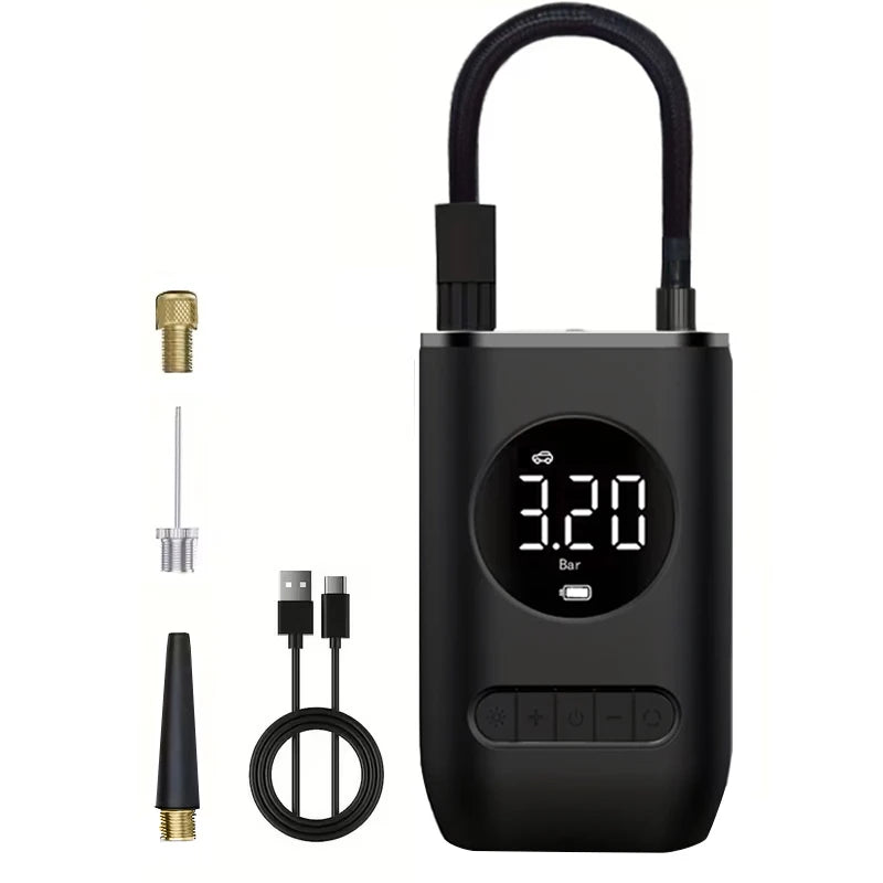 Wireless Portable Tire Inflator Air Compressor – Car & Bike Tire Inflator Pump PLUSH black