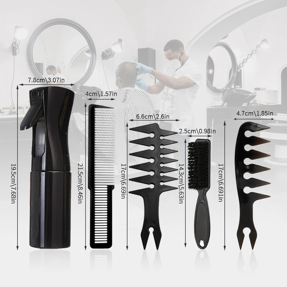 Black Hair Comb Set – Barber Tail & Styling Combs 3/4/5pcs Hair Comb Set PLUSH 5pcs set A