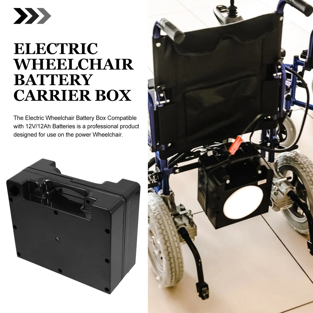 Wheelchair Battery Storage Box – 24V Dual 12V 12Ah ABS Case Wheelchair Battery Box PLUSH Default Title