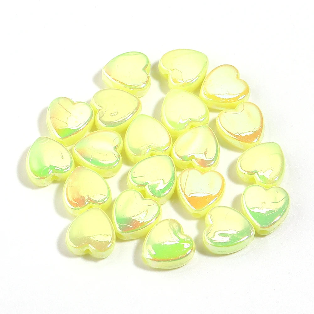 200pcs AB Heart Acrylic Spacer Beads – DIY Jewelry Making Acrylic Spacer Beads PLUSH yellow