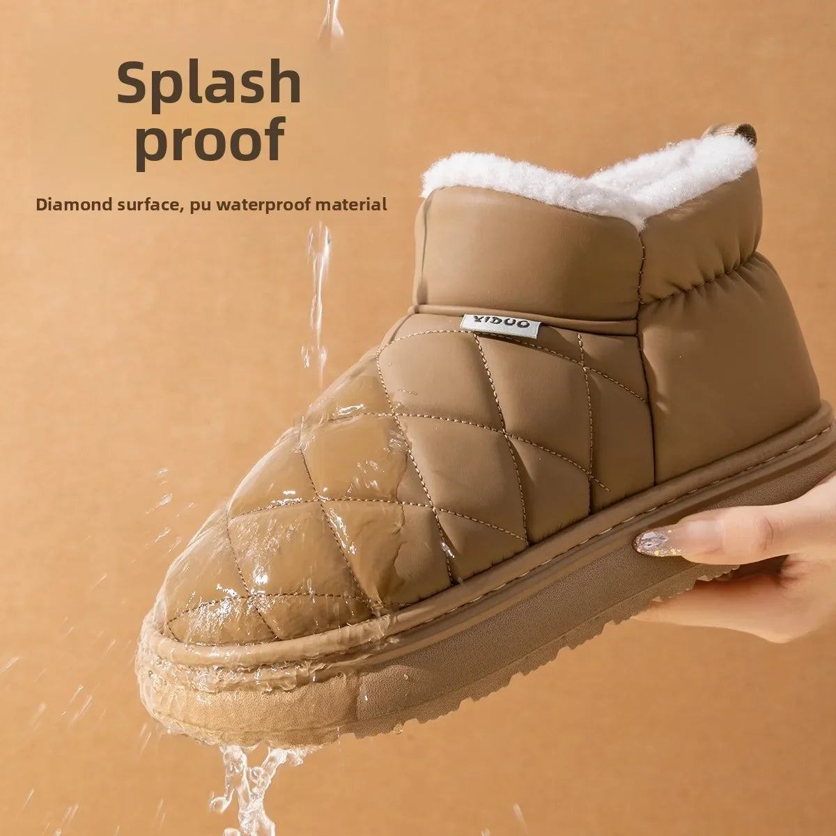 Women's Waterproof Fur-Lined Snow Boots – Slip-On Winter Women's Snow Boots PLUSH