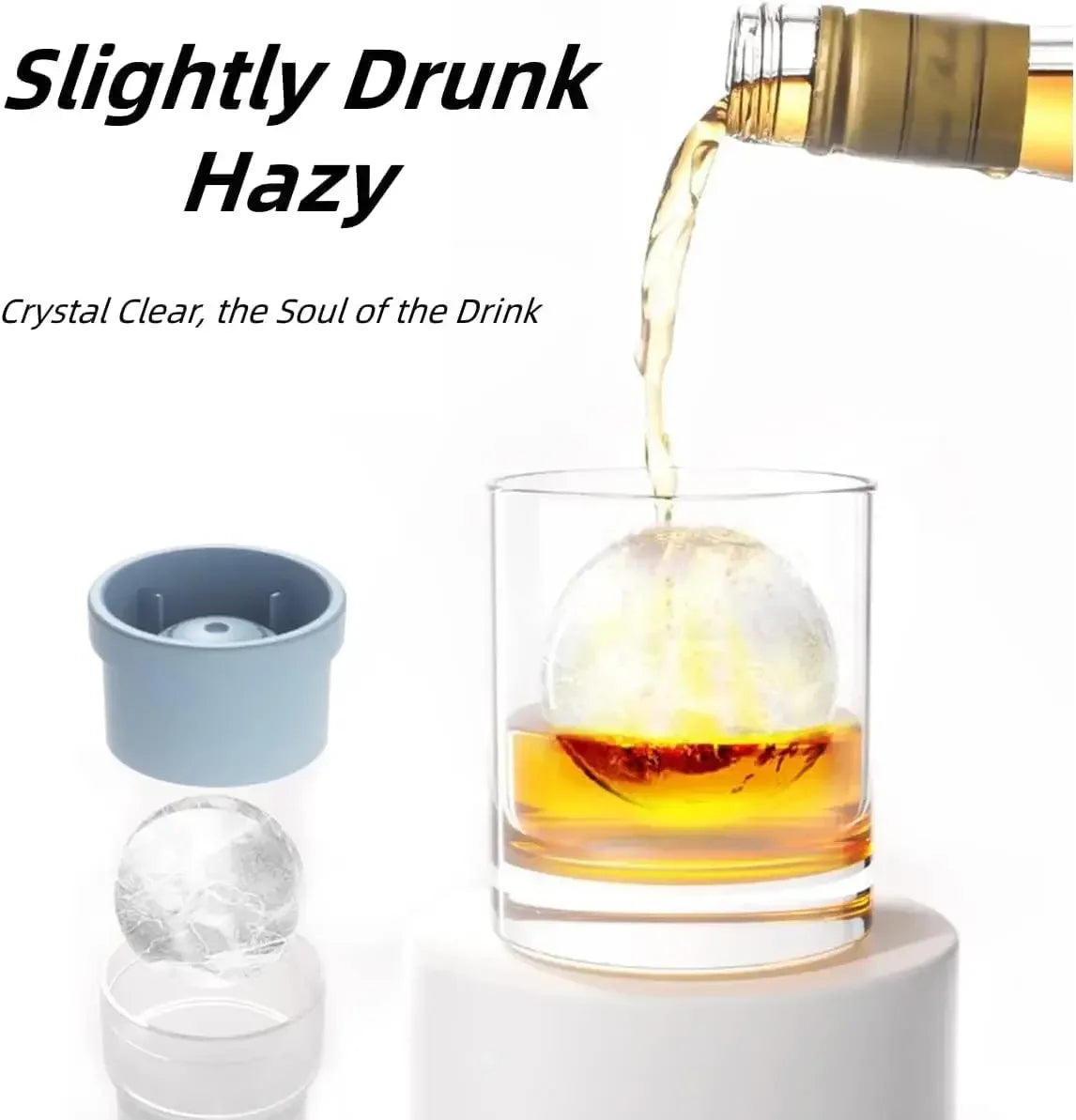 Silicone Ice Ball Mold – Round Ice Cube Tray for Whiskey Ice Ball Mold PLUSH