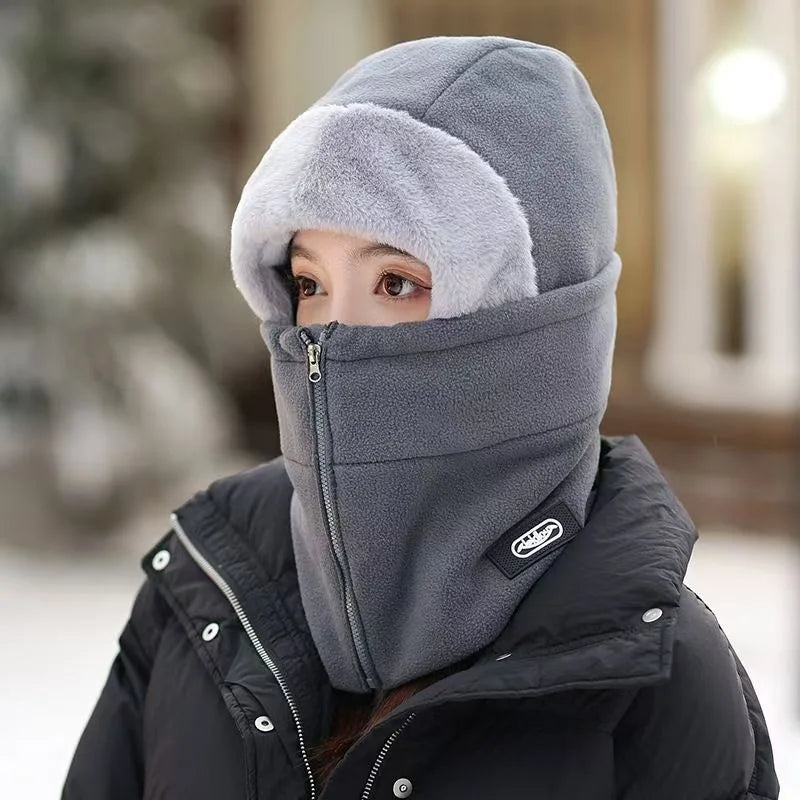 Winter Fleece Cycling Hat Scarf & Face Mask Set | Windproof Winter Cycling Set PLUSH Dark Grey 1PC
