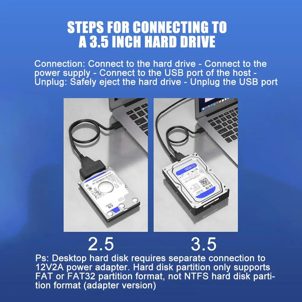 USB 3.0 / USB-C to SATA Adapter Cable with Power Port SATA Adapter Cable PLUSH