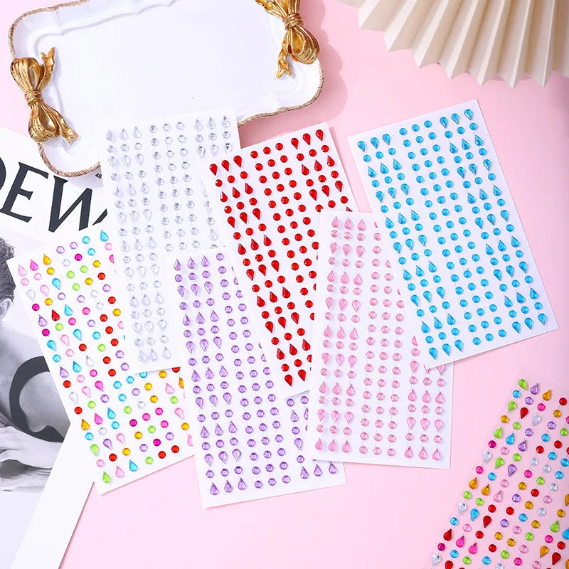 Self-Adhesive Rhinestone Gem Nail Stickers – Multicolor Sheet Nail Art Stickers PLUSH