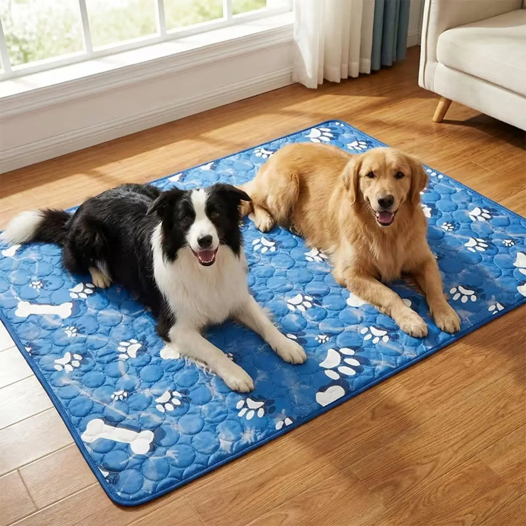 Dog & Cat Cooling Mat – Bone Pattern Ice Silk Pet Pad Pet Cooling Mat PLUSH