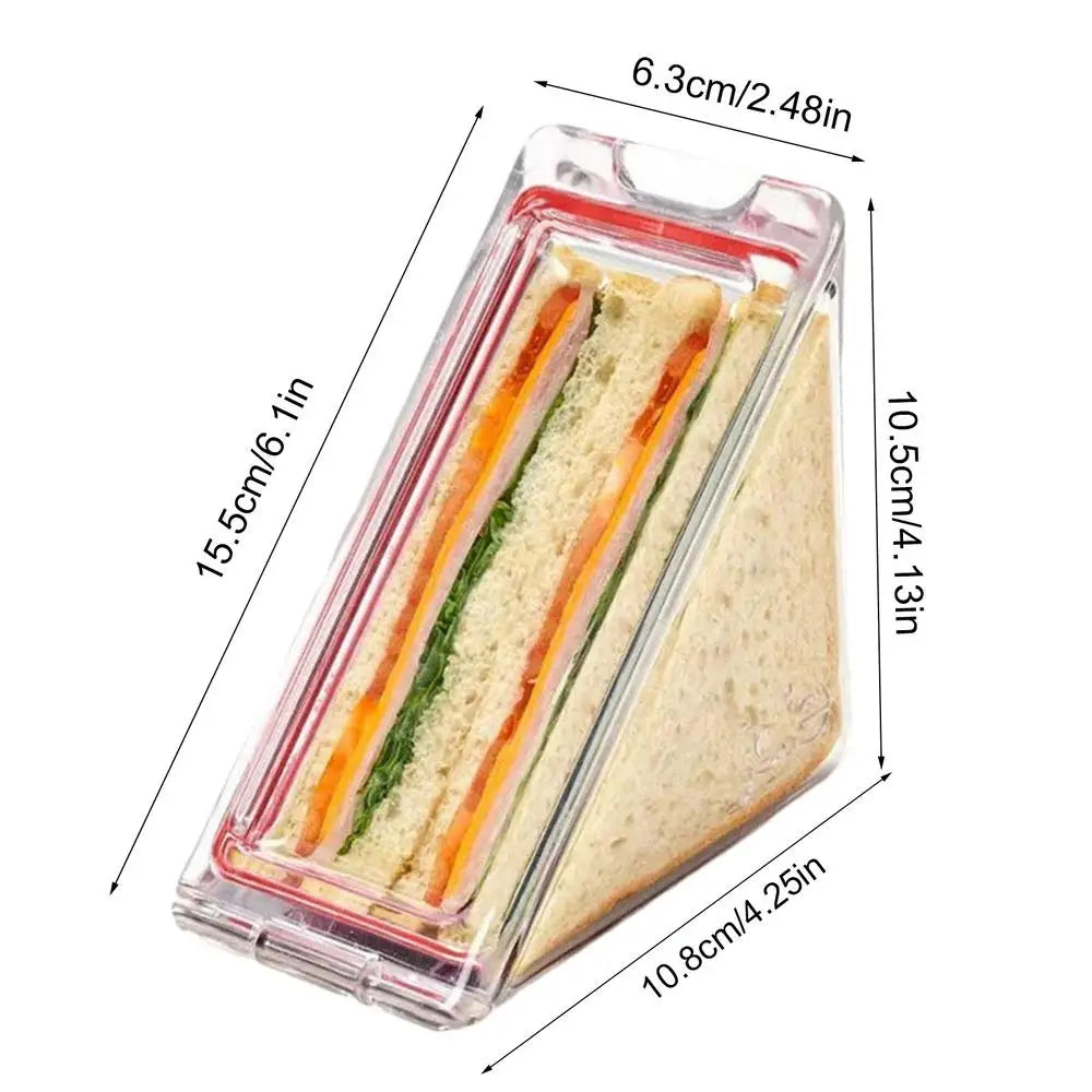 Triangular Sandwich Container – Airtight Portable Lunch Box Food Storage Container PLUSH Transparent 1PC