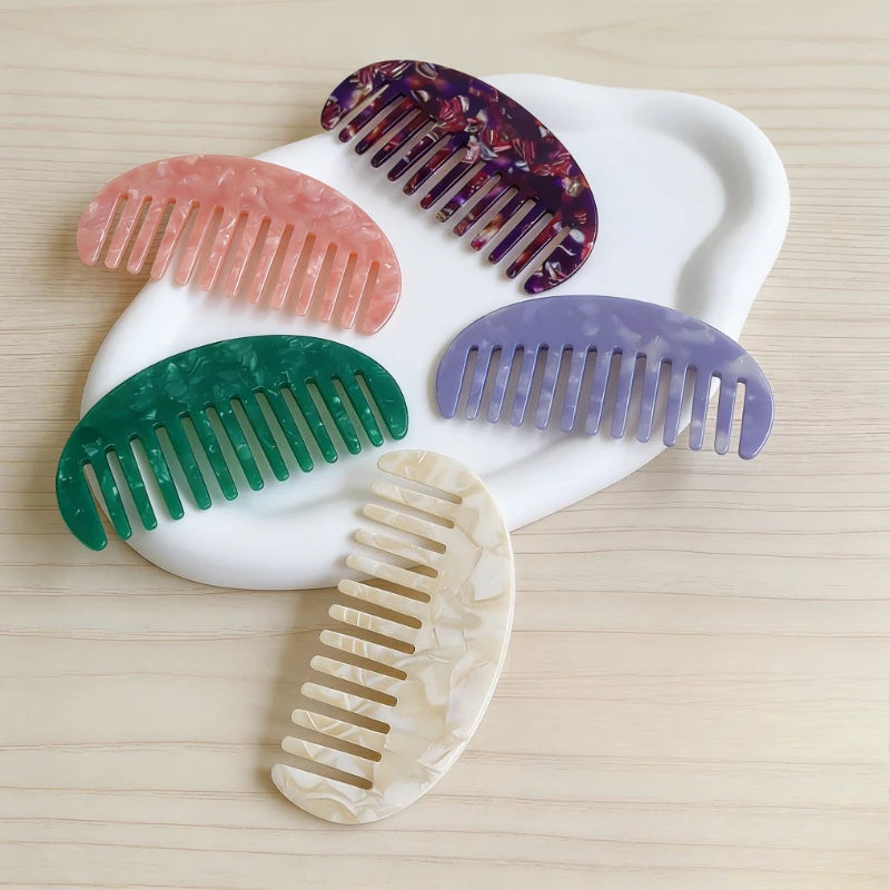Acetate Wide Tooth Hair Comb – Retro Korean Style for Women Hair Comb PLUSH