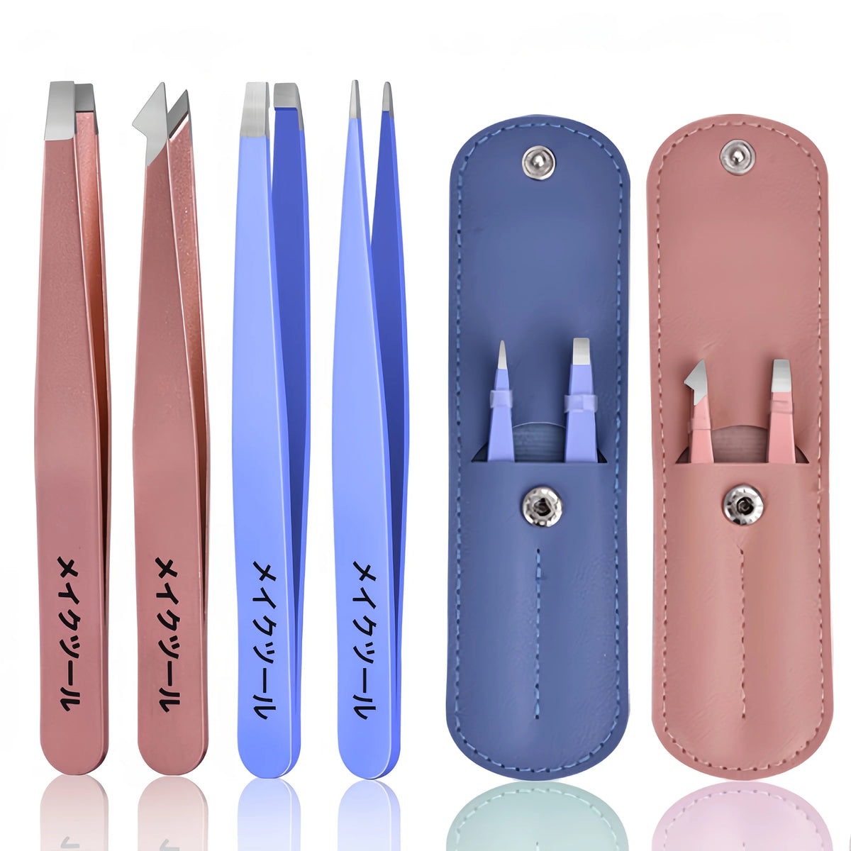 2pcs Stainless Steel Precision Eyebrow Tweezers – Flat & Hook Tip Eyebrow Tweezers PLUSH