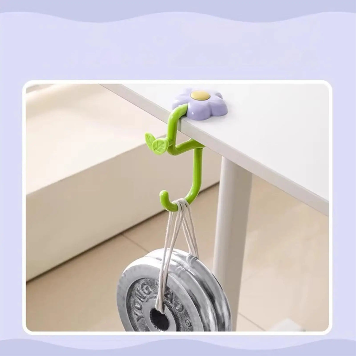 Flower Table Bag Hook – Portable No-Drill Purse Desk Hanger Desk Bag Hook PLUSH