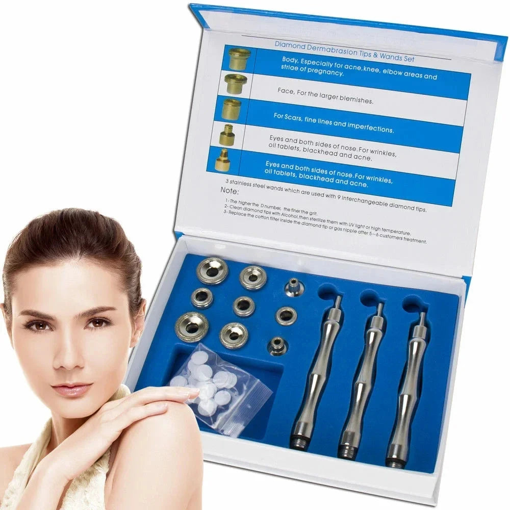 Diamond Microdermabrasion Replacement Tips & Wands – 9pc Kit Microdermabrasion Tips PLUSH