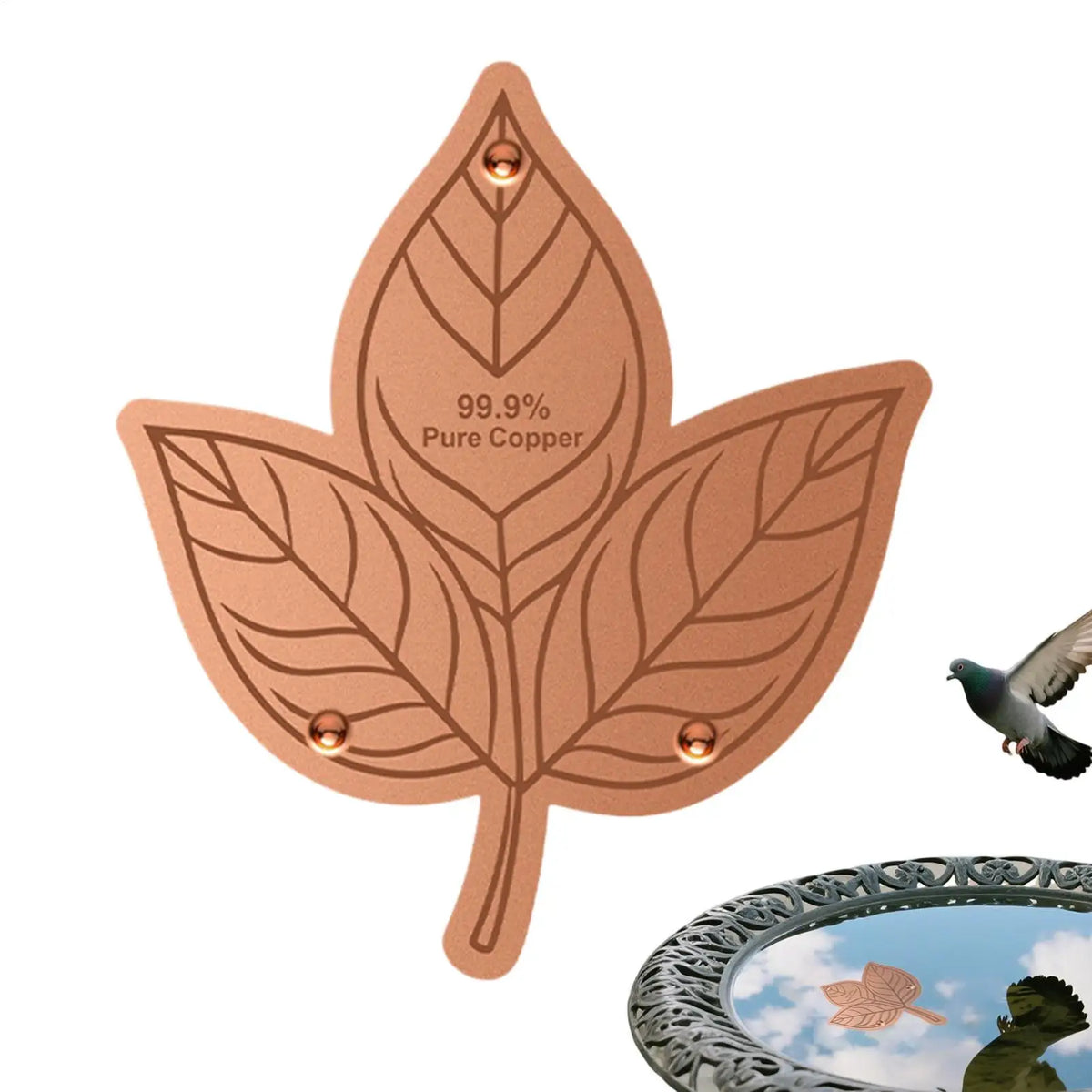 Copper Bird Bath Purifier Disk – Triple-Point Support Bird Bath Accessory PLUSH