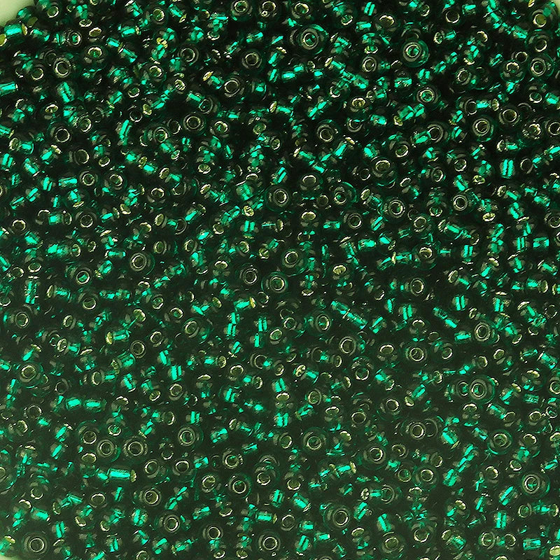 Silver Filled Glass Tube Seed Beads 10g – DIY Jewelry Making Glass Spacer Beads PLUSH deep green