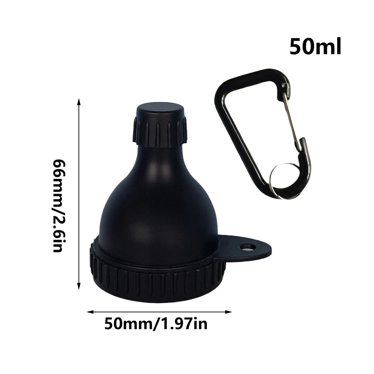 Portable Protein Powder Container with Keychain Funnel – 50ml Supplement Travel Container PLUSH Black 50ml