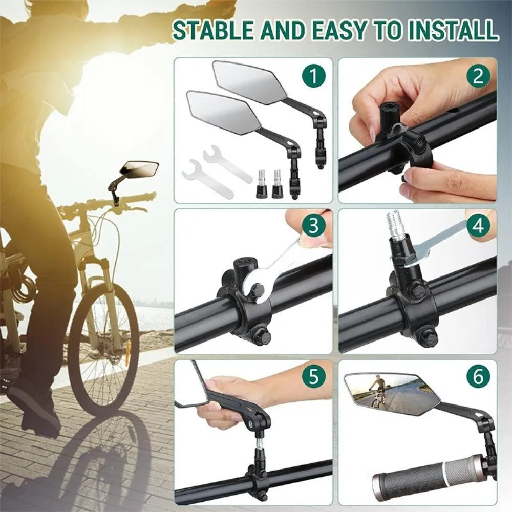 Wide Angle Anti-Glare Bicycle Handlebar Mirror | 360° Adjust Bicycle Handlebar Mirror PLUSH