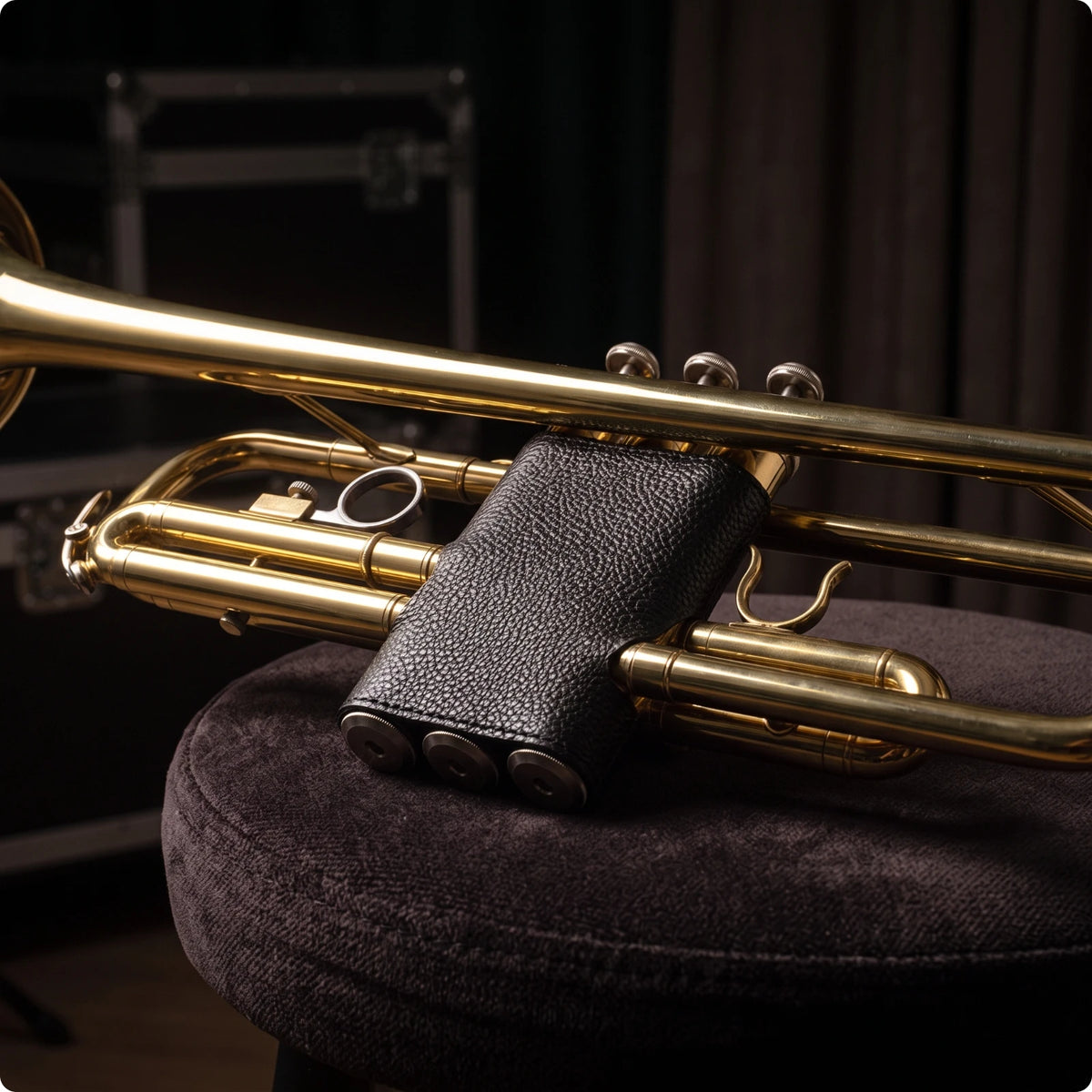 Adjustable Trumpet Valve Guard & Hand Protector – Marching Band Trumpet Valve Guard PLUSH S-60 Leather