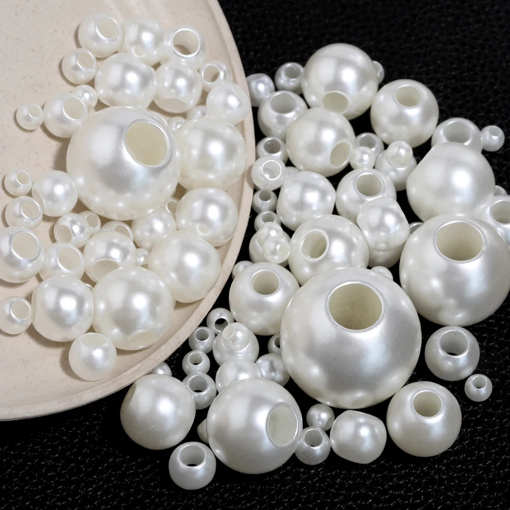 Vintage ABS Imitation Pearl Big Hole Spacer Beads – DIY Jewelry Pearl Spacer Beads PLUSH