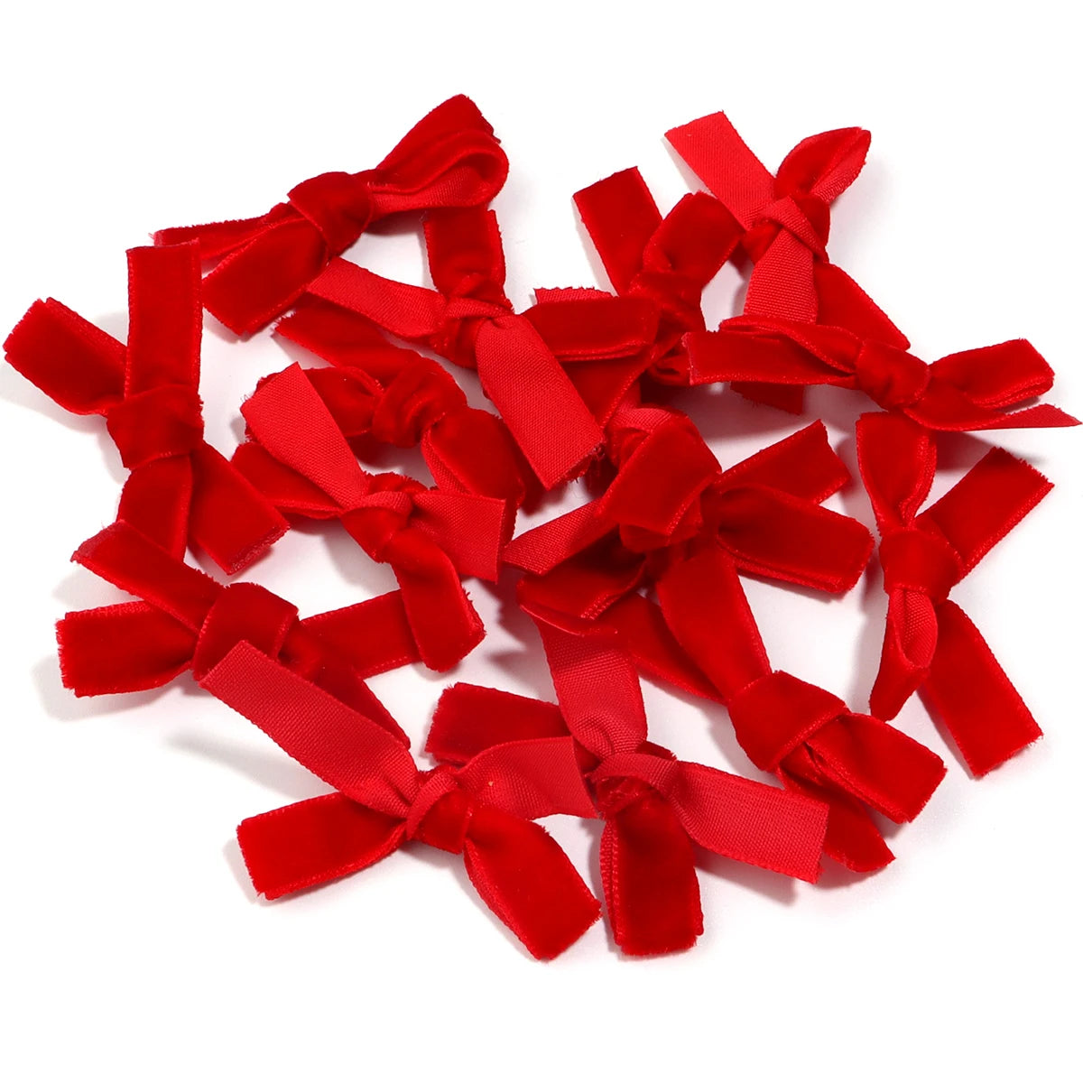 10pcs Velvet Ribbon Bows – Colourful DIY Craft Bowknots Craft Bow Embellishments PLUSH Red