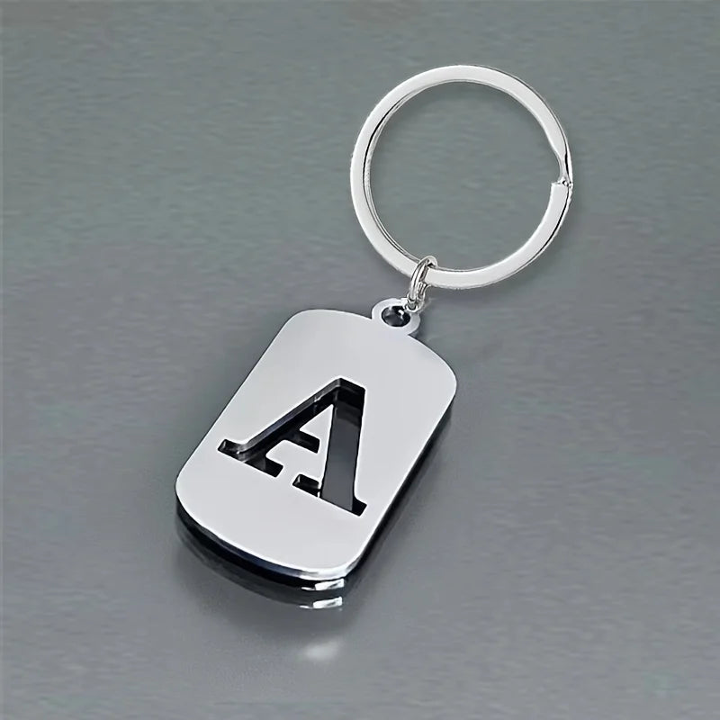 Stainless Steel Initial Letter Keychain – Men's Bag Pendant Letter Keychain PLUSH