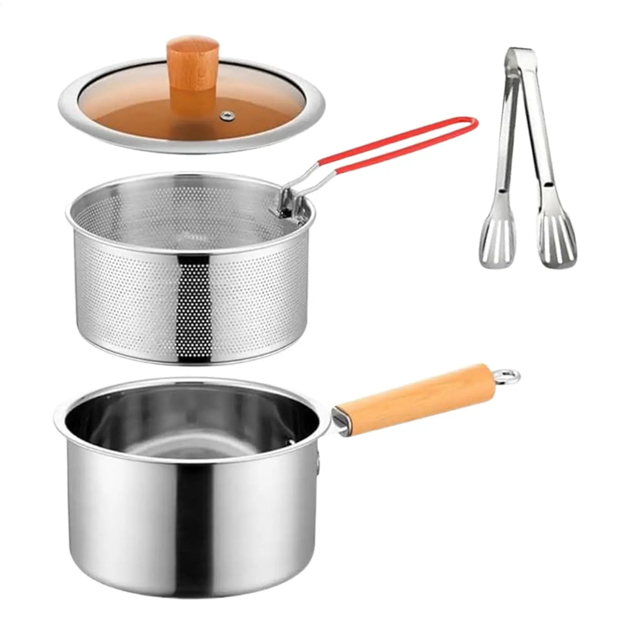 Stainless Steel Deep Fryer Pot with Basket & Lid | 18cm Deep Fryer Pot PLUSH