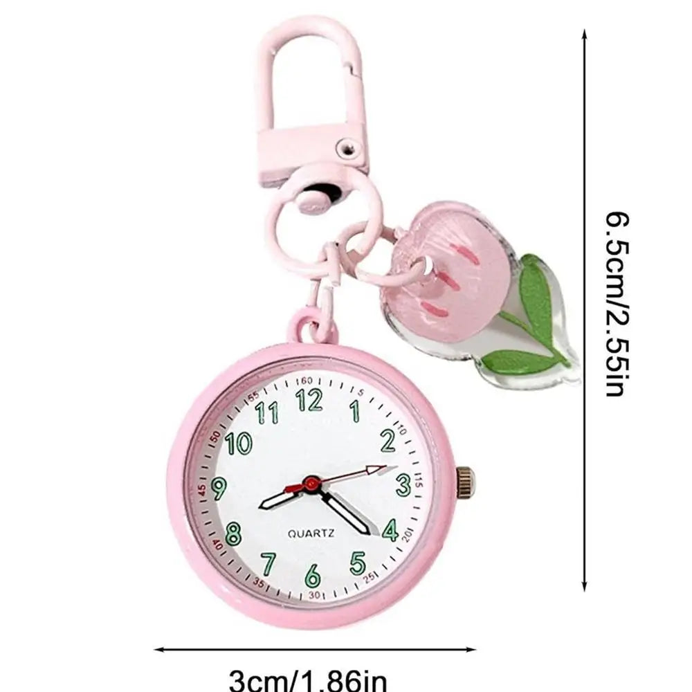 Cute Quartz Pocket Watch Keychain – Luminous Fruit Design Pocket Watch Keychain PLUSH Pinks