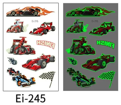Glow in the Dark Motorcycle Tattoo Stickers for Kids – Waterproof Temporary Tattoo Stickers PLUSH 245