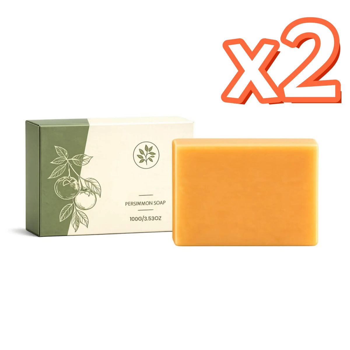 Persimmon Bath Soap Bar – Moisturizing, Deep Cleansing, Fruity Bath Soap Bar PLUSH 100G x 2