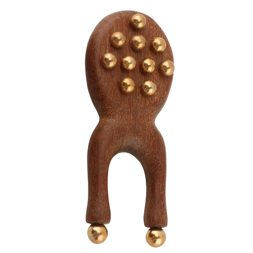 Wooden Y-Shaped Facial Massage Tool Kit with Brass Beads Facial Massage Tool PLUSH 1PC A