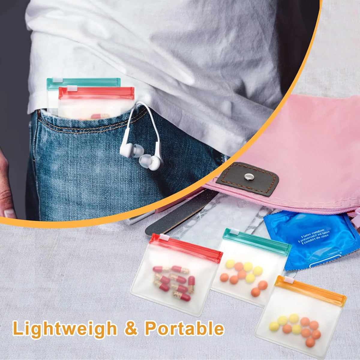 Reusable Zippered Pill Pouch Bags – Travel Medicine Organizer Pill Organizer Pouches PLUSH
