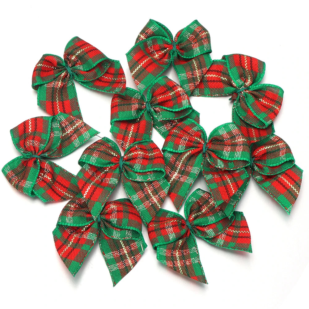 20pcs Christmas Plaid Bows – DIY Jewelry, Hair & Craft Decor Craft Bow Embellishments PLUSH 05 3x4cm