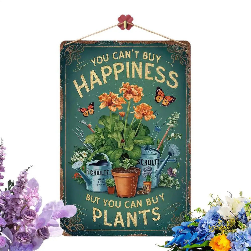 Vintage Garden Metal Sign – Plants Quote Wall Decor Plaque Metal Wall Sign PLUSH 20x15cm