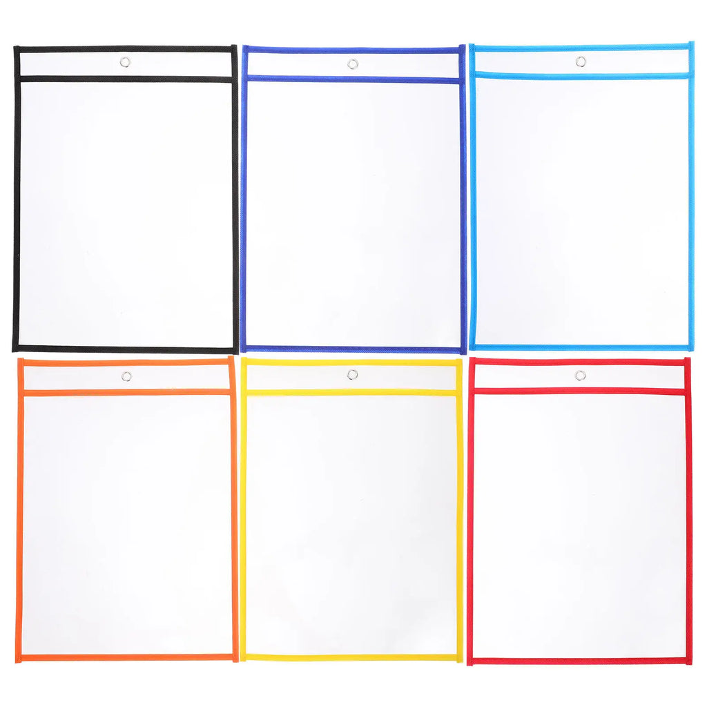 Reusable Dry Erase Sleeves 6-Pack – Transparent Double-Sided PVC Dry Erase Sleeves PLUSH