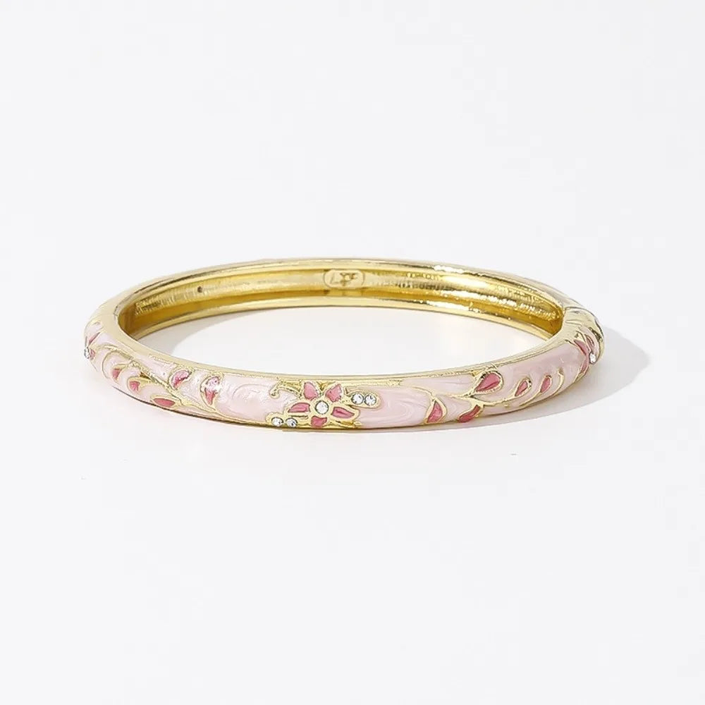 Vintage Cloisonne Enamel Floral Bangle – Ethnic Women's Bracelet Enamel Bangle Bracelet PLUSH Style 4