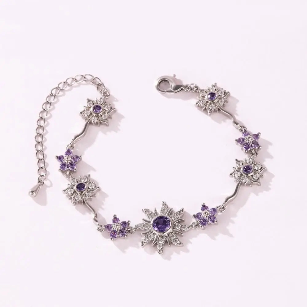 Sunflower Crystal Cubic Zirconia Bracelet – Gold & Silver Bangle Crystal Bangle Bracelet PLUSH