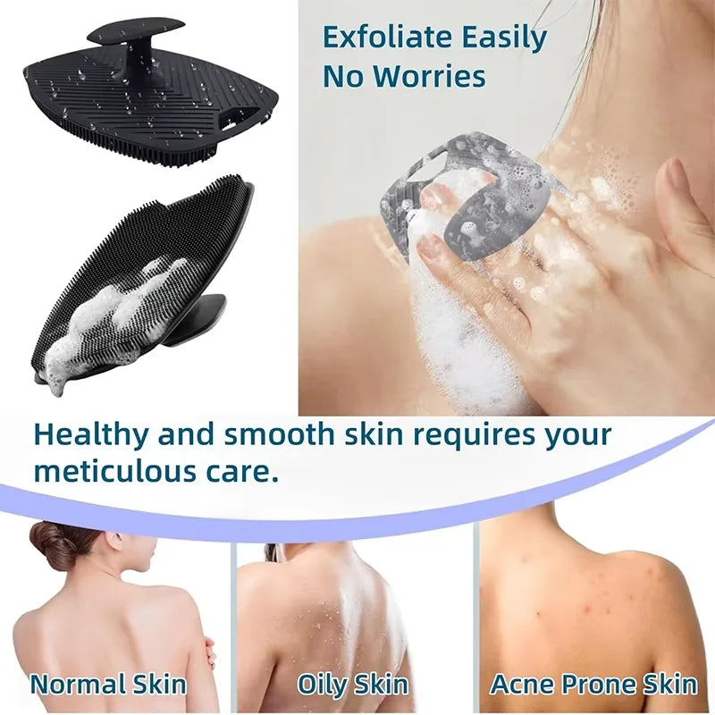 Handheld Silicone Body Scrubber – Gentle Exfoliating Bath Brush Silicone Bath Scrubber PLUSH