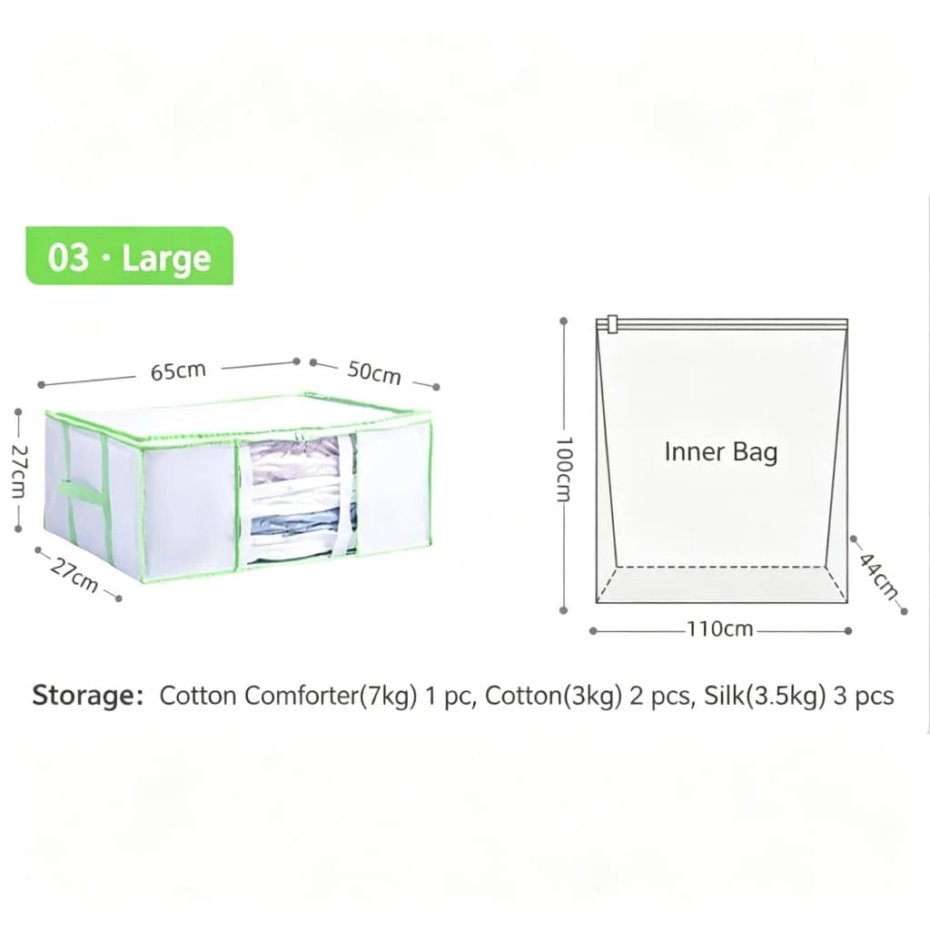 TAILI Vacuum Storage Bag & Box Combo – Bedding Organizer Vacuum Storage Organizer PLUSH L