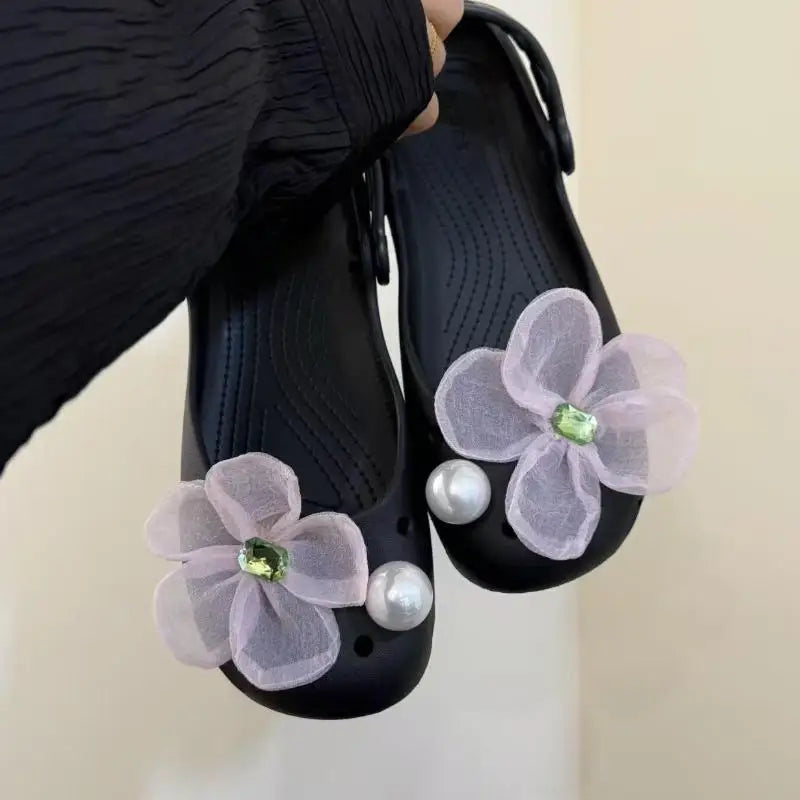 Flower Rhinestone Pearl Shoe Charms Kit – Ballet Shoe Decor Shoe Charm Set PLUSH A4