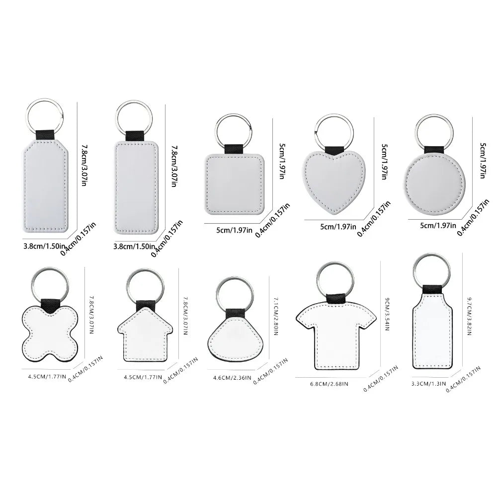 PU Leather Sublimation Blank Keychain – Pebbled Rectangle DIY Sublimation Blank Keychain PLUSH