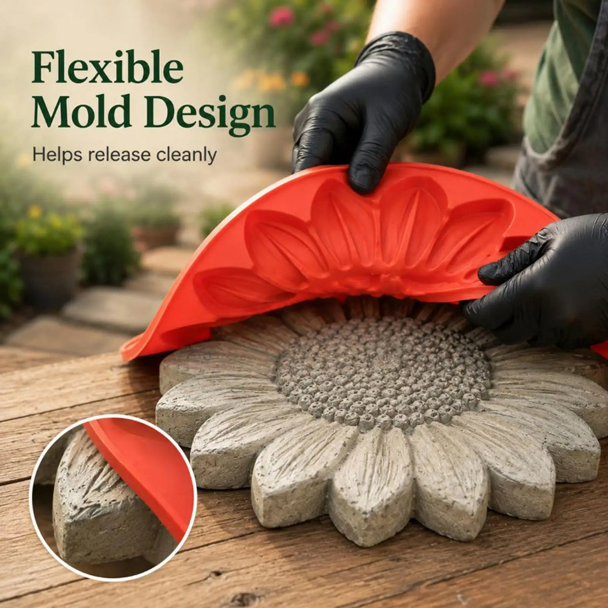 Sunflower Stepping Stone Mold – Reusable Round Concrete Paver Concrete Paver Mold PLUSH