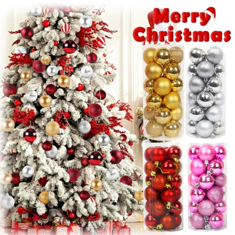 Mini Shatterproof Christmas Ball Ornaments 24pcs | Tree Decor Christmas Ball Ornaments PLUSH
