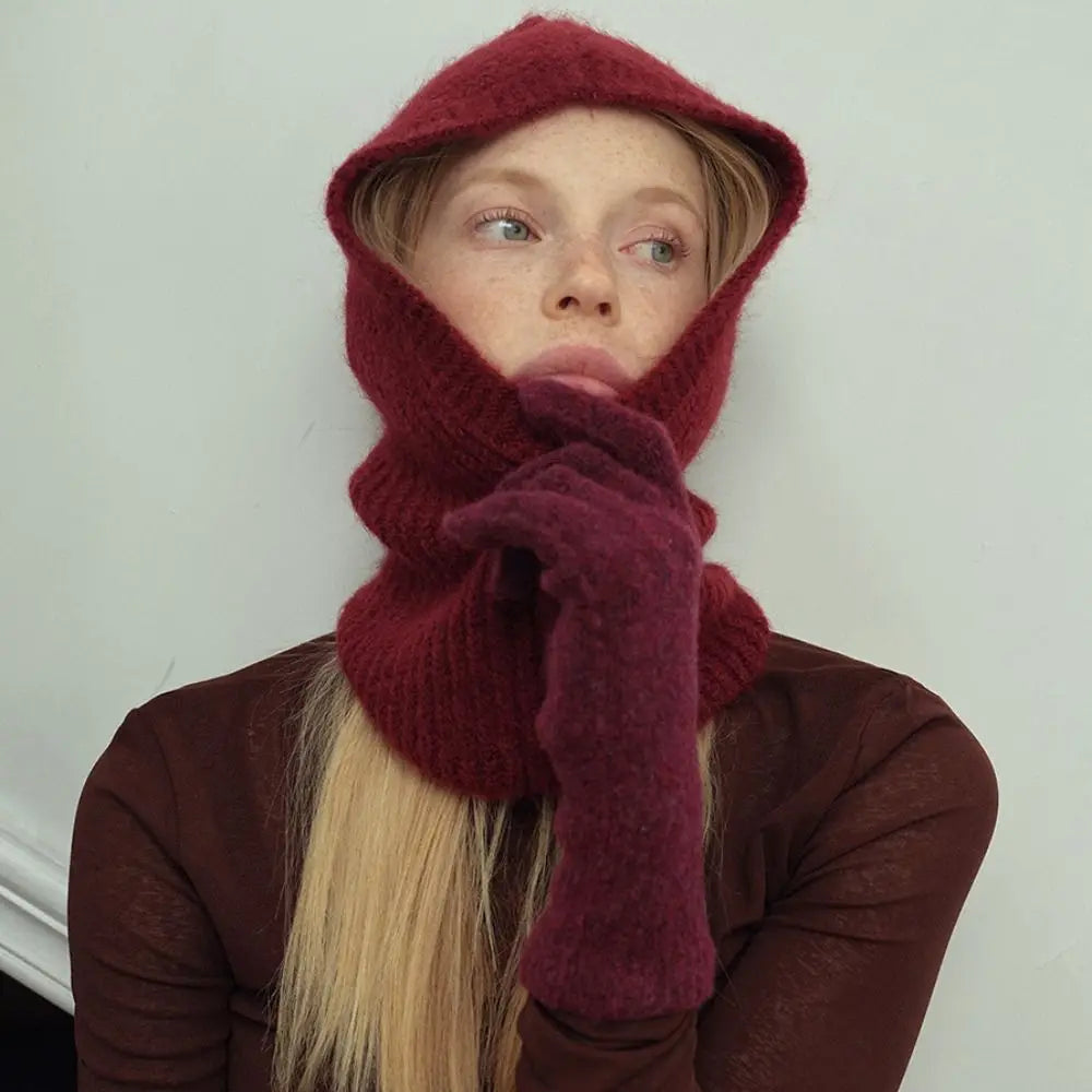 Women's Knit Balaclava Earflap Hat – Warm Alpaca Wool Blend Balaclava Earflap Hat PLUSH