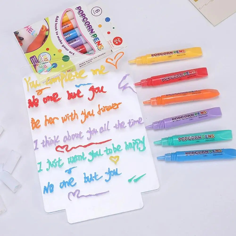 Puffy 3D Drawing Pens for Kids – DIY Popcorn Art Craft Set Kids Craft Drawing Pen PLUSH