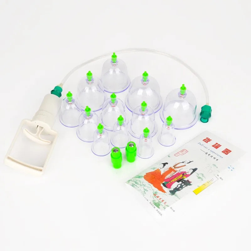 12-Piece Vacuum Cupping Set with Pump Gun | Body Massage Cupping Therapy Set PLUSH 12Pcs Set