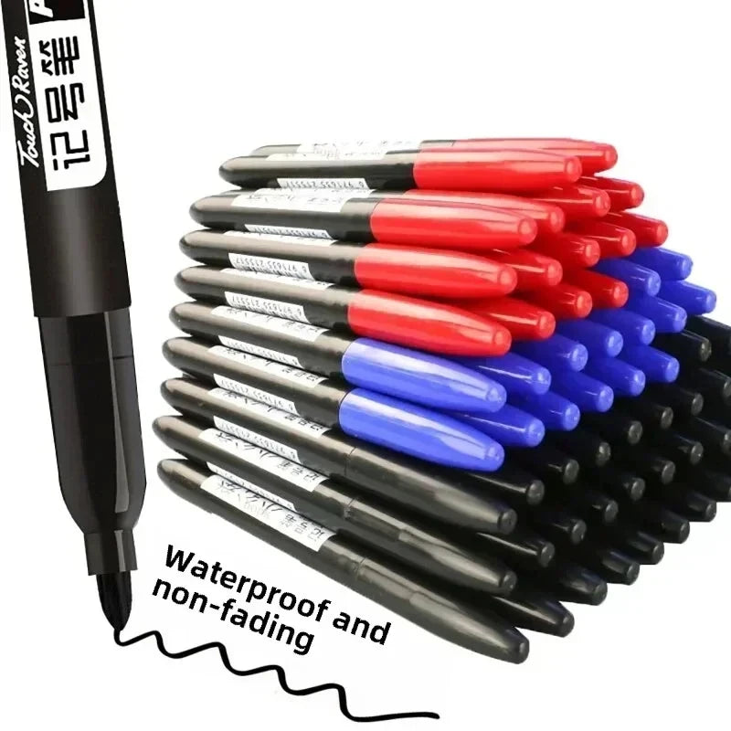 6-Pack Permanent Markers Fine & Broad Nib – Waterproof Ink Permanent Marker Set PLUSH