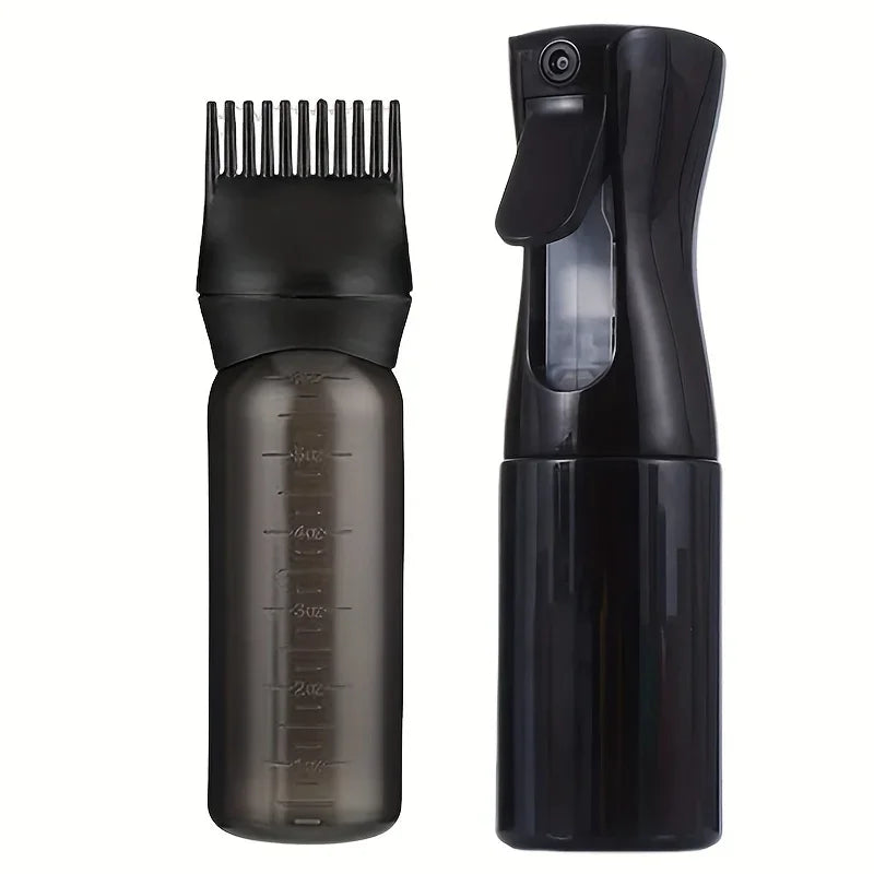 2-Pack Fine Mist Spray & Root Comb Applicator Hair Dye Bottles Hair Applicator Bottles PLUSH Black
