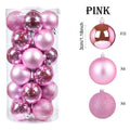Mini Shatterproof Christmas Ball Ornaments 24pcs | Tree Decor Christmas Ball Ornaments PLUSH Pink 10Set
