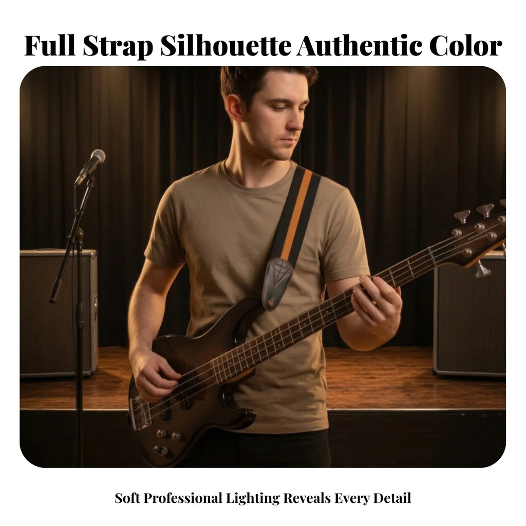Elastic Guitar Strap with Leather Ends | Adjustable 141–220cm Guitar Strap PLUSH