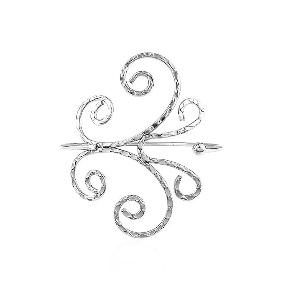 Bohemian Alloy Cuff Bangle – Hollow Leaves & Musical Note Cuff Bangle Bracelet PLUSH silver-D