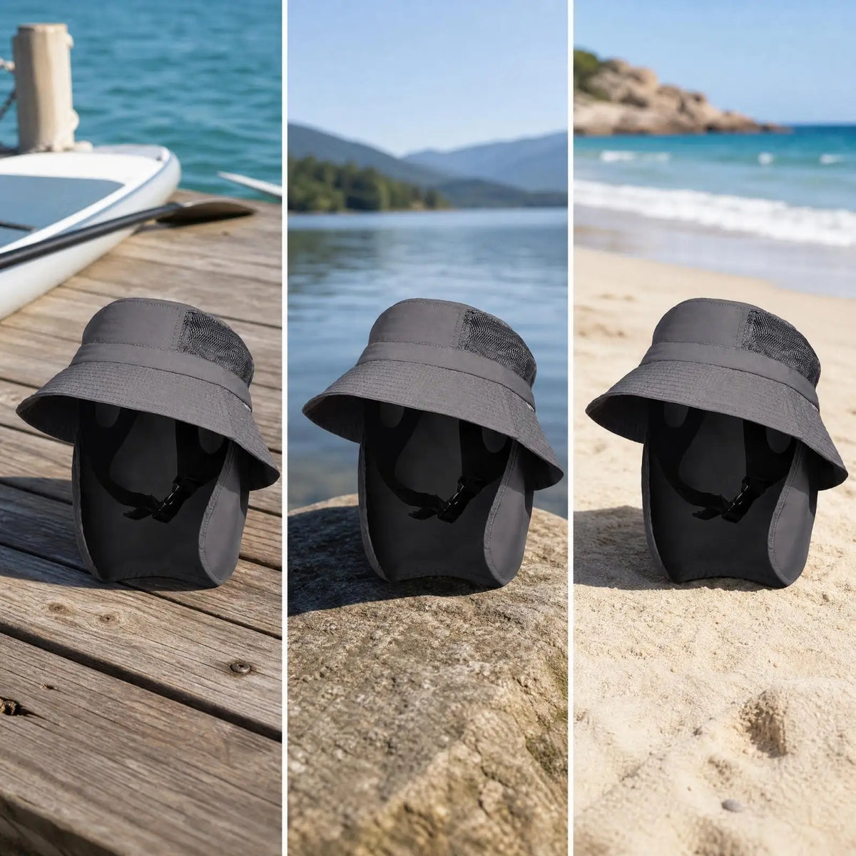Wide Brim Sun Hat with Neck Flap – Breathable Paddleboard Hat Wide Brim Sun Hat PLUSH