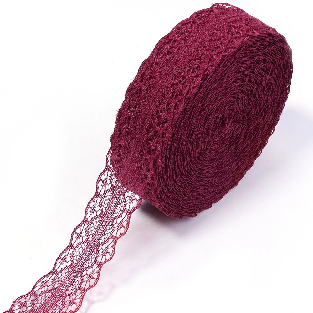 20 Yards 28mm Lace Ribbon – DIY Chokers, Bows & Sewing Trim Lace Ribbon Trim PLUSH wine red